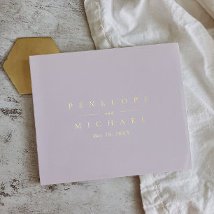 Elegant Gold Foil Monogram Lavender Wedding Guest Book