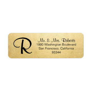 Elegant Gold Foil Monogram Letter Return Address Label