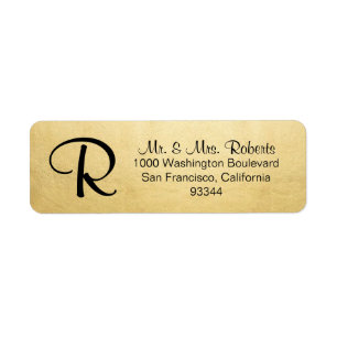 Elegant Gold Foil Monogram Letter Return Address Return Address Label