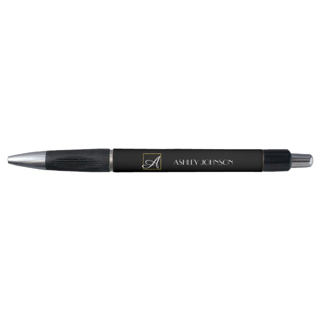 Elegant Gold Foil Monogram Pen for School or Work (Front)