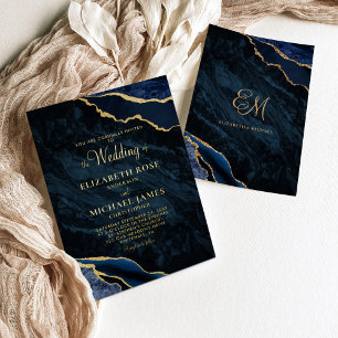 Elegant Gold Foil Navy Agate Marble Wedding