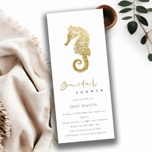 ELEGANT GOLD FOIL NAVY SEAHORSE  BRIDAL SHOWER  INVITATION