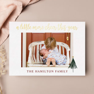 Elegant Gold Foil New Baby Photo Christmas Card