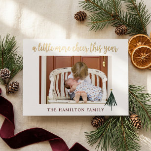 Elegant Gold Foil New Baby Photo Christmas Card