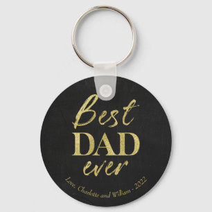 Elegant Gold Foil On Chalk Father's Day Key Ring