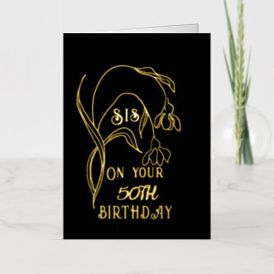 Elegant Gold Foil One Flower 50th Sister Birthday  Greeting Card