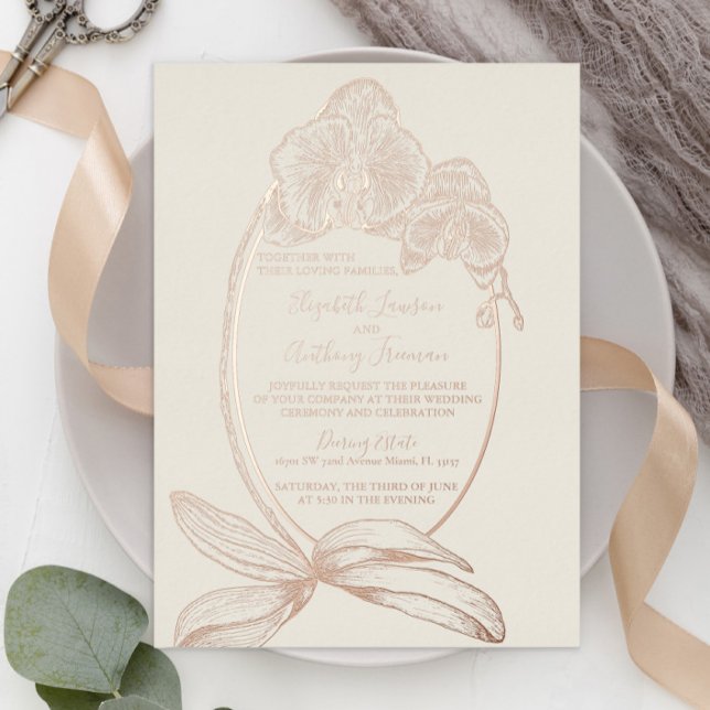 Elegant Gold Foil Orchid Real Foil Wedding  (Creator Uploaded)