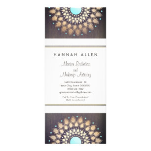 Elegant Gold Foil Ornate Leaf Mandala Wood LOOK Rack Card