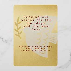 Elegant Gold Foil Peace Dove Love Christmas Foil Holiday Card