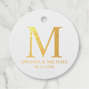 Elegant Gold Foil Personalised Wedding Favour Tags