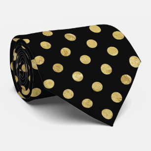 Elegant Gold Foil Polka Dot Pattern - Gold & Black Tie