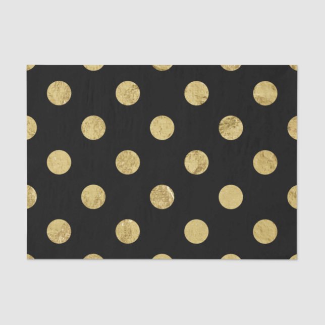 Elegant Gold Foil Polka Dot Pattern - Gold & Black Tissue Paper (Front)