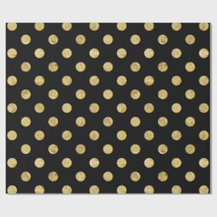 Elegant Gold Foil Polka Dot Pattern - Gold & Black Wrapping Paper