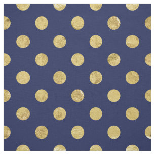 Elegant Gold Foil Polka Dot Pattern - Gold & Blue Fabric