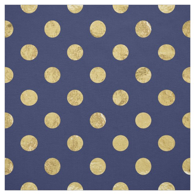 Elegant Gold Foil Polka Dot Pattern - Gold & Blue Fabric (Swatch)