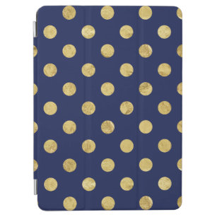 Elegant Gold Foil Polka Dot Pattern - Gold & Blue iPad Air Cover