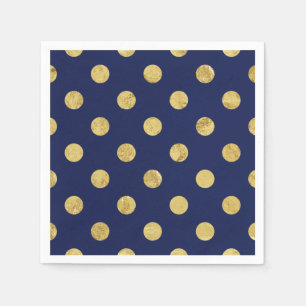Elegant Gold Foil Polka Dot Pattern - Gold & Blue Napkin