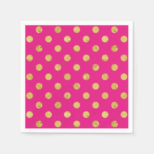 Elegant Gold Foil Polka Dot Pattern - Gold & Pink Napkin