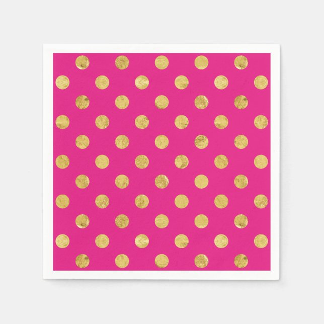 Elegant Gold Foil Polka Dot Pattern - Gold & Pink Napkin (Front)