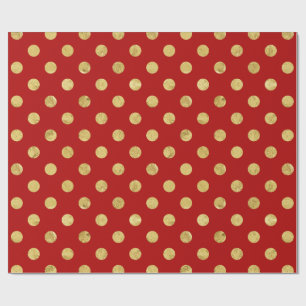 Elegant Gold Foil Polka Dot Pattern - Gold & Red Wrapping Paper
