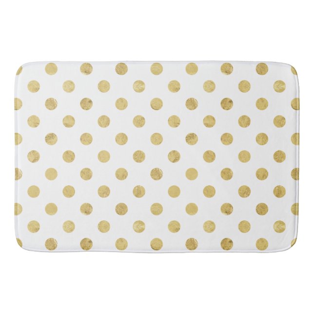 Elegant Gold Foil Polka Dot Pattern - Gold & White Bath Mat (Front)