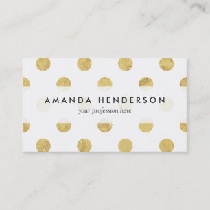 Elegant Gold Foil Polka Dot Pattern - Gold & White Business Card