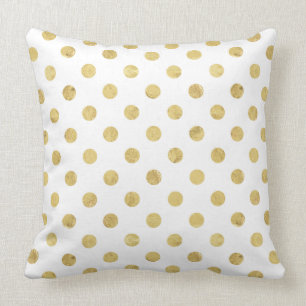 Elegant Gold Foil Polka Dot Pattern - Gold & White Cushion