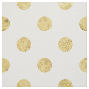 Elegant Gold Foil Polka Dot Pattern - Gold & White Fabric