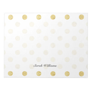 Elegant Gold Foil Polka Dot Pattern - Gold & White Notepad