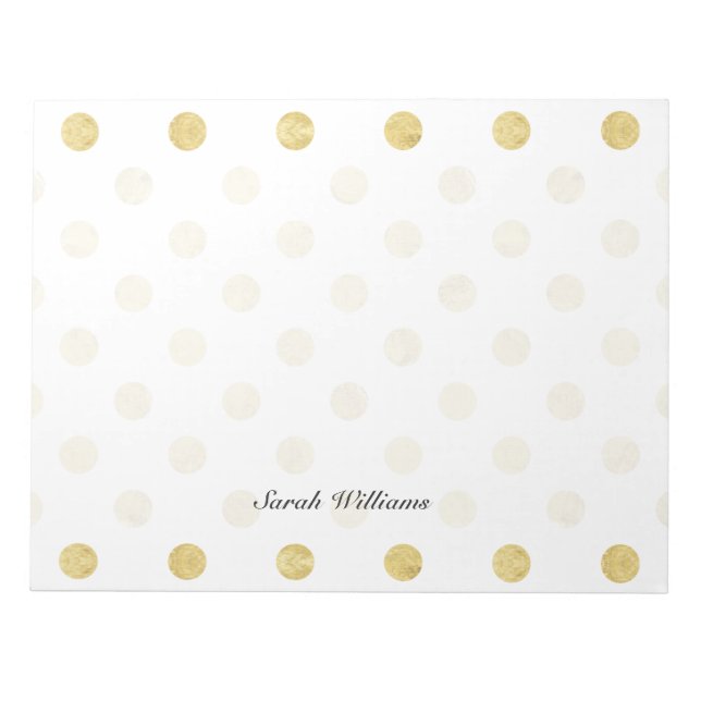 Elegant Gold Foil Polka Dot Pattern - Gold & White Notepad (Front)