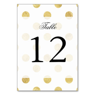 Elegant Gold Foil Polka Dot Pattern - Gold & White Table Number