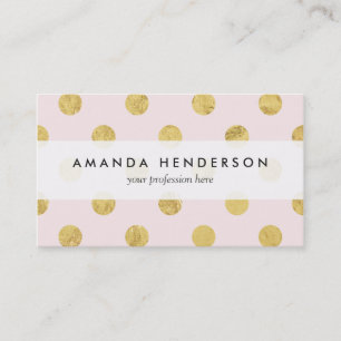 Elegant Gold Foil Polka Dot Pattern - Pink & Gold Business Card