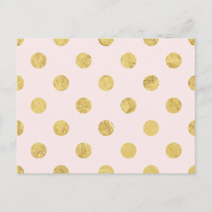 Elegant Gold Foil Polka Dot Pattern - Pink & Gold Postcard