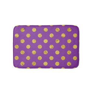 Elegant Gold Foil Polka Dot Pattern - Purple Bath Mat