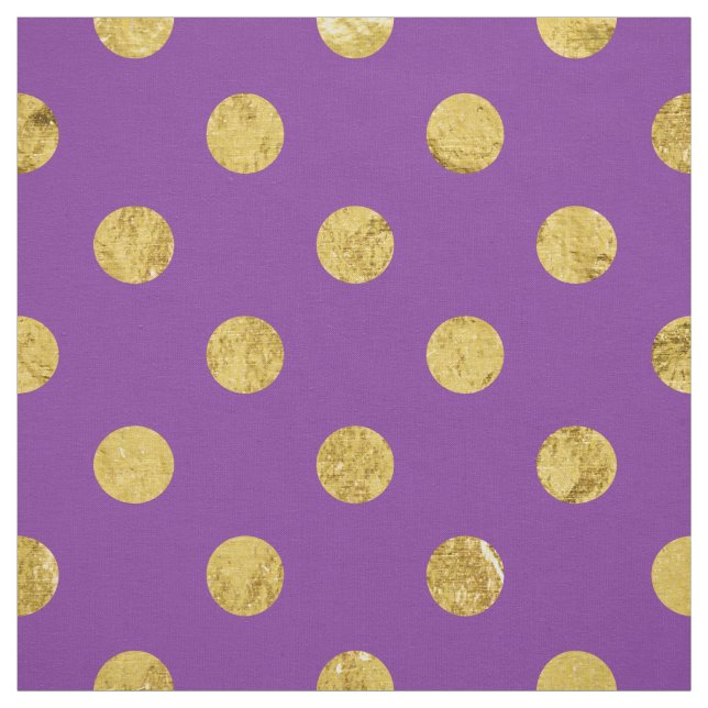 Elegant Gold Foil Polka Dot Pattern - Purple Fabric (Swatch)