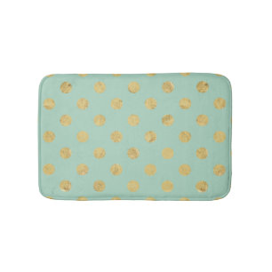 Elegant Gold Foil Polka Dot Pattern - Teal Gold Bath Mat