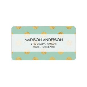 Elegant Gold Foil Polka Dot Pattern - Teal Gold Label