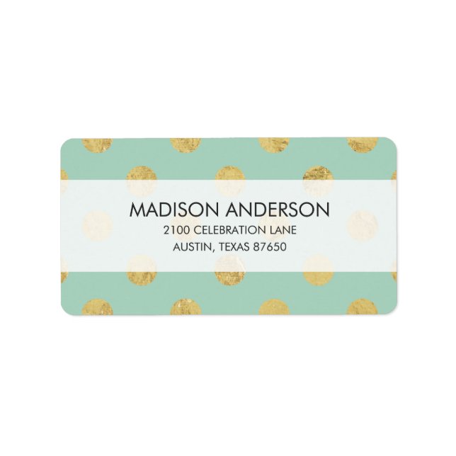 Elegant Gold Foil Polka Dot Pattern - Teal Gold Label (Front)