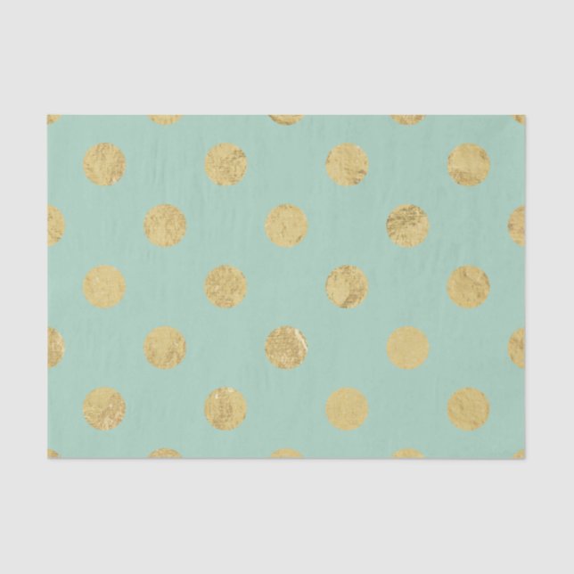 Elegant Gold Foil Polka Dot Pattern - Teal Gold Tissue Paper (Front)