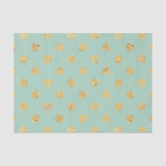 Elegant Gold Foil Polka Dot Pattern - Teal Gold Tissue Paper (Front)