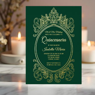 Elegant Gold Foil Quinceañera Invitation Crown
