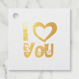 Elegant Gold Foil Red I Love You Gift Favour Tags