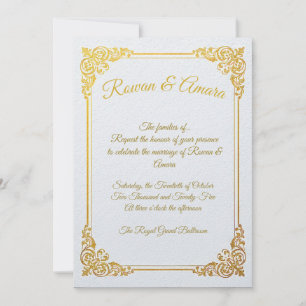 Elegant Gold Foil Royal Wedding Invitation 