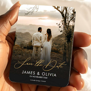 Elegant gold foil Save The Date Photo Announcement Magnet