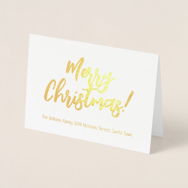 Elegant Gold Foil Script Merry Christmas Foil Card (Front)