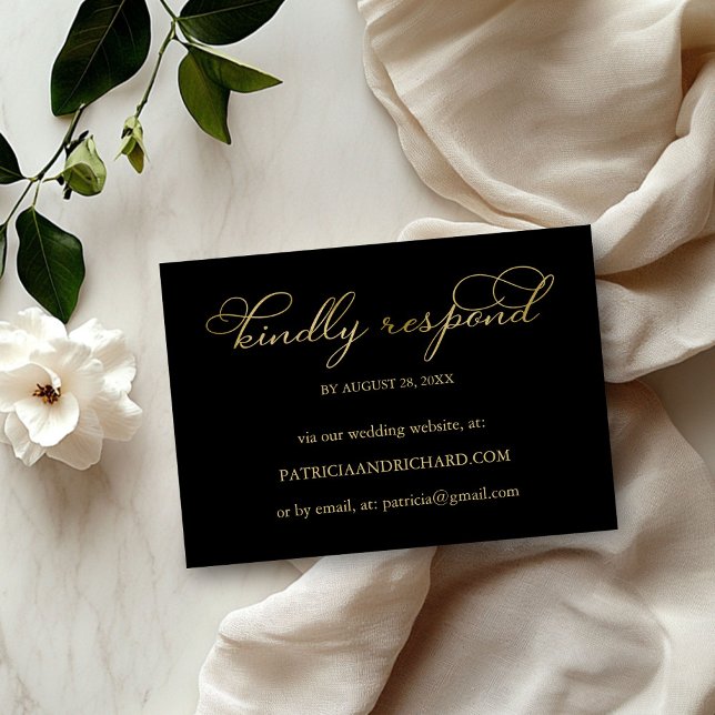 Elegant Gold Foil Script Online Wedding RSVP Card (Creator Uploaded)