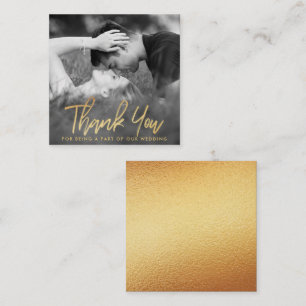 Elegant Gold Foil Script Photo Thank You Enclosure Card
