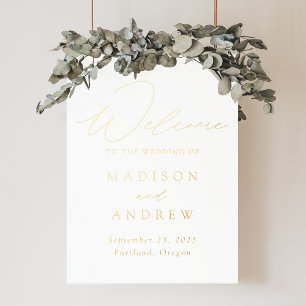 Elegant Gold Foil Script Wedding Welcome Sign