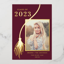 Elegant Gold Foil Tassel Graduation Announcement