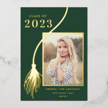 Elegant Gold Foil Tassel Graduation Announcement
